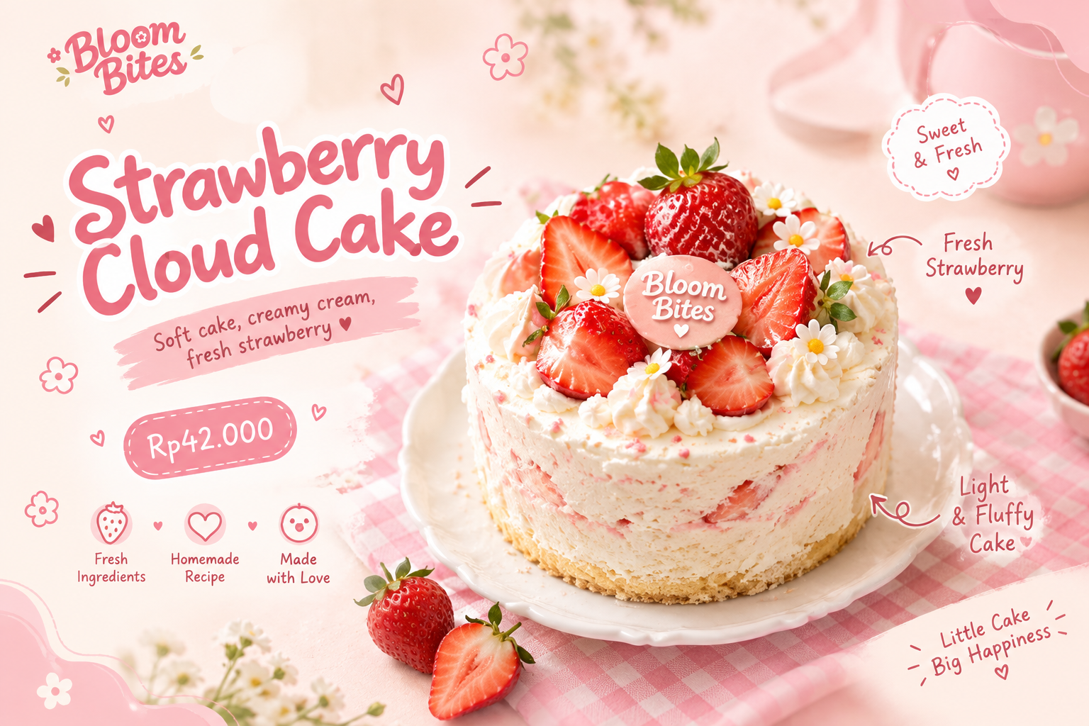 Strawberry Cloud Cake